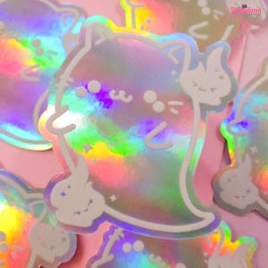 Holographic Vinyl Sticker Kawaii Boo-tiful Cat • Holo cute stickers • Laptop Stickers • Waterproof Sticker