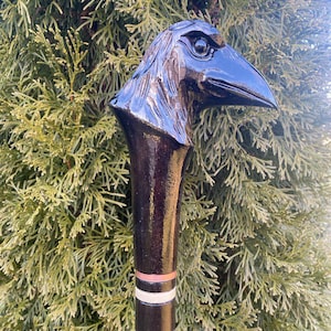 Odin&#39;s Raven Cane Norse Mythology Accessory Wooden Raven Walking Stick Norse Pagan Staff Viking Cosplay Black Crow Walking Cane Valhalla Art