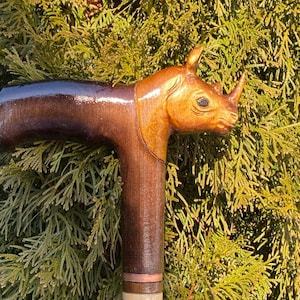 Rhinoceros Stick Handcarved Unique Kenya African Walking Cane Rhino Walking Stick African Druid Staff Style African Walking Hiking Stick