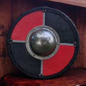 Shield Decorated War Shield Home Decor Wall Art Viking round Shield Basic Norse Round Buckler Shield SCA LARP Cosplay Warrior Shield Buckler