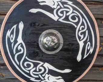 Viking Wolf Wooden Shield Medieval Battle Ready Beast Cosplay Sca Larp Shield Nordic Wolf Authentic Battleworn Viking Shield Medieval Shield