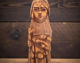 Hecate Griekse godin van de magie houten sculptuur Hecate godin standbeeld Hecate houtsnijwerk beeldje Hekate minifiguur Grieks Hecate klein standbeeld