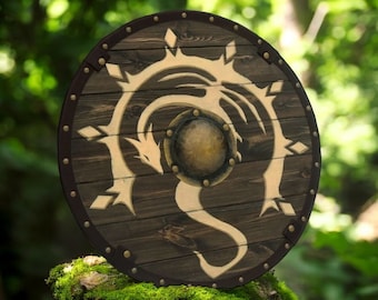 Viking Shield Norse Dragon Viking Wall Decor Wood Wall Art Norse Shield Norse Wall Decor Authentic Viking Dragon Battleworn Shield Cosplay