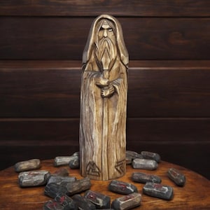 Odin Wooden Figurine Scandinavian Gods Odin Norse God Altar Viking Pagan Heathen Deity Norse Mythology Wotan Statue Gods Wooden Sculpture