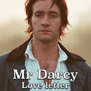 Carta de amor del Sr. Darcy, carta de personaje de consuelo, Orgullo y prejuicio, Jane Austen, Literatura, Romántico, descarga instantánea.