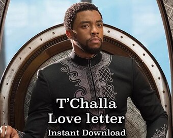T&#39;Challa Love Letter, Love Note, Romantic, Comfort Character, Black Panther, MCU, Avengers, Wakanda, Instant Download, PDF