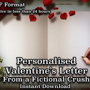 Carta de San Valentín de un amor ficticio, carta personalizada de más de 500 palabras, día de San Valentín, San Valentín, descarga instantánea, PDF