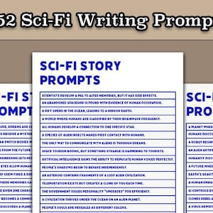 152 Sci-Fi Schreibaufführungen Bundle, bedruckbar, Journal, minimalistisch, Ideen für kreatives Schreiben, Geschichtenstarter, Ideen für Geschichten, Schreibaufführungen