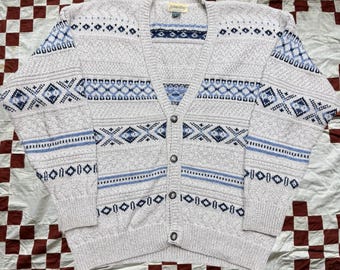 トップス 90s st john's bay cotton cardigan L Vintage 90s St Johns Bay Cotton Navy Blue Cardigan Sweater