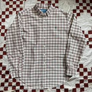 Vintage 1990s Polo Ralph Lauren Classic Fit Plaid Button Down Shirt Size Large