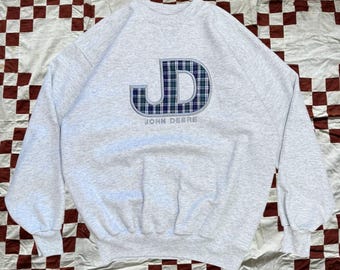Vintage 1990s John Deer Besticktes Rundhals-Sweatshirt Größe L