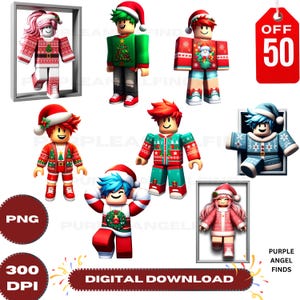 Roblox Christmas Bundle, Png, SVG-DateienSofortiger Download, Roblox PNG-Datei, Gaming Png, Roblox Boy Png, Sublimation, Kunsthandwerk, digitaler Download
