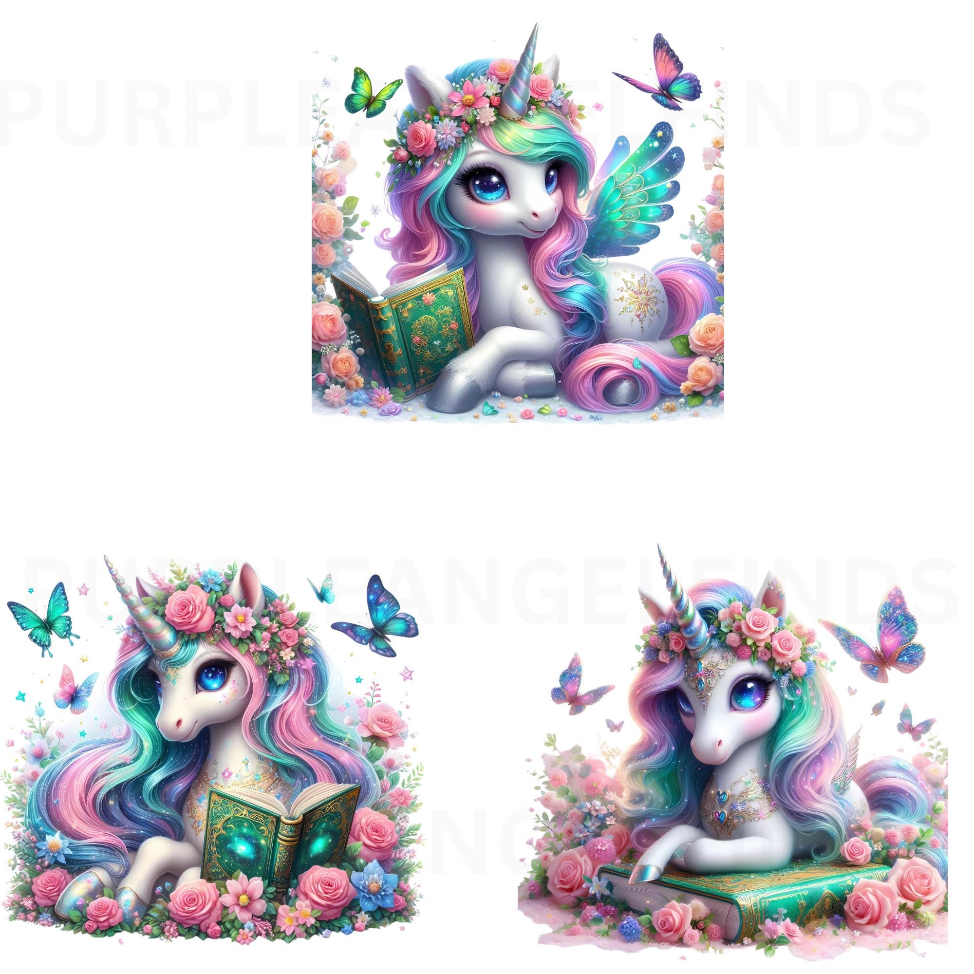 Unicorn Png, Unicorn Clip Art Bundle , Cute Baby Unicorns, Rainbow ...