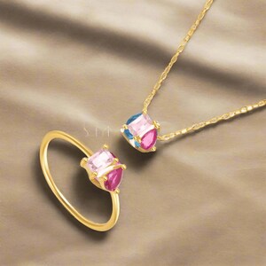 1"Custom Birthstone Necklace, 14K Gold & Diamond, Personalized Anniversary Gift for Mom, Bridal Necklace for Grandma, Christmas Gift for Her
