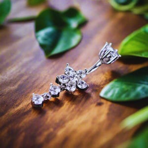 1&quot;Hypoallergenic 925 Sterling Silver Plum Blossom Belly Button Piercing, Zircon Navel Ring, Romantic Body Jewelry for Women, Gift Idea&quot;