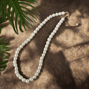 Ivory Freshwater Pearl Necklace: Elegant Men&#39;s Jewelry Gift