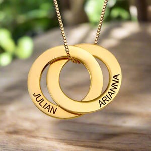 1 Personalized Family Name Necklace, Custom Engraved Circle Necklace, Linked Name Necklace, Christmas Jewelry for Grandma, Custom Children&#39;S
