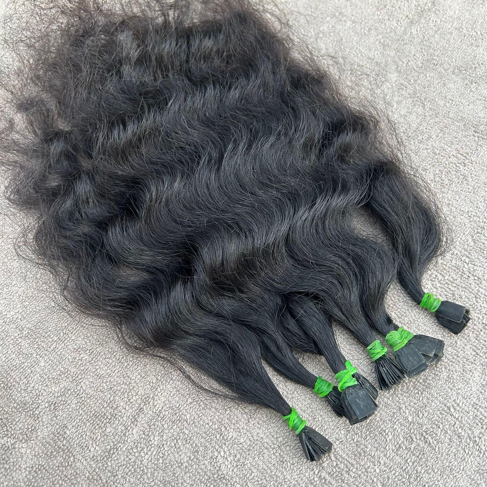 Extensiones de cabello rizado con punta en I pre-adheridas