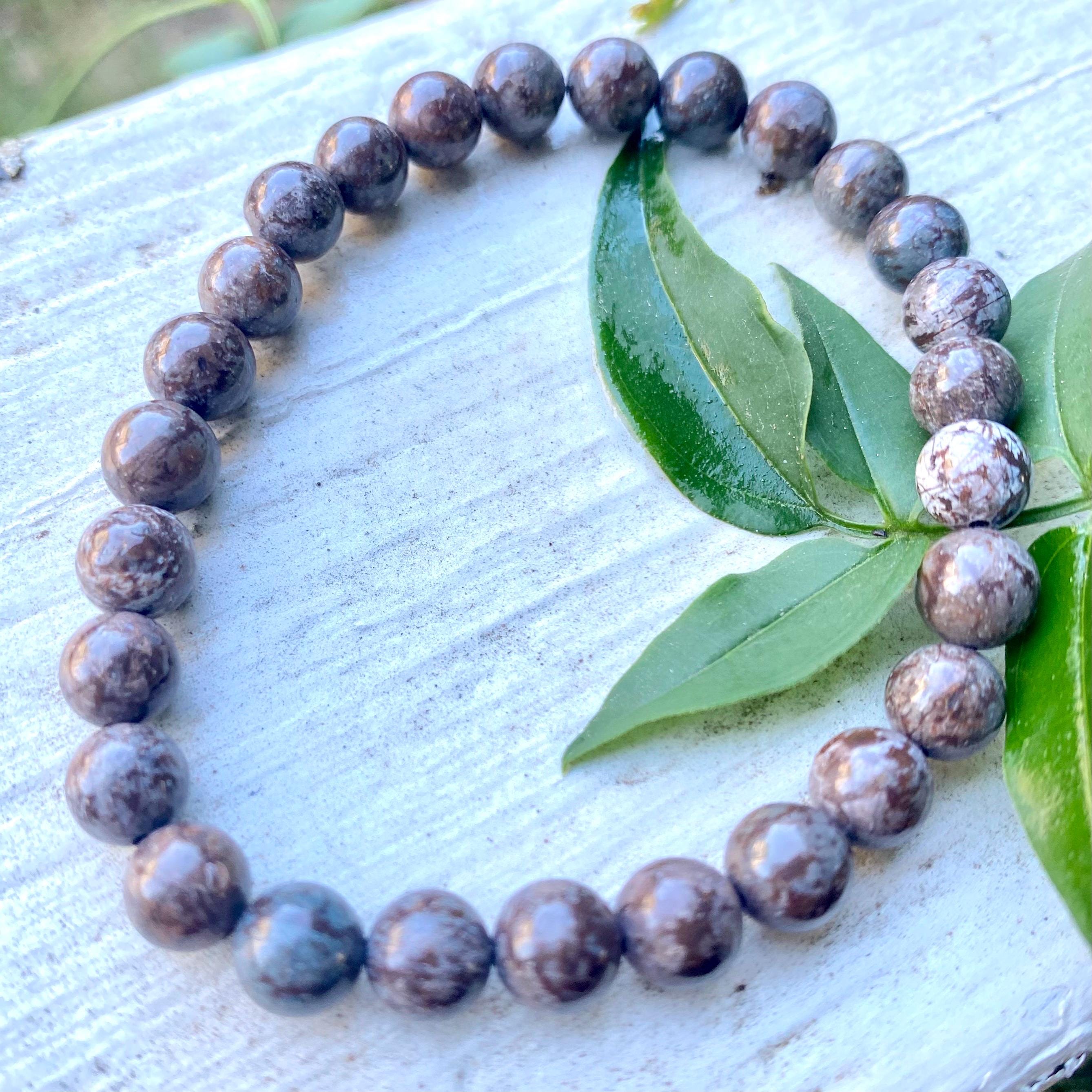 Coffee Snow Jasper Bead Bracelet - Etsy