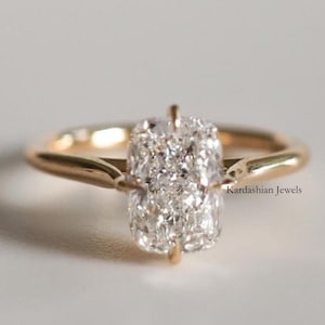 Old Mine 3CT Cushion Cut Moissanite Engagement Ring, Old Mine Cushion Cut Ring, Elongated Cushion, Solitaire Ring for Her, Anniversary Gift