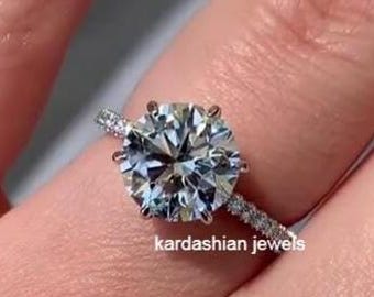 Runde Brilliantschliff Moissanite Frauen Ring / 3 ct Rund Brilliantschliff Frauen / 14k Gold Ehering / Sterling Silber Versprechen Ring / 6 Krallen Zinken Solitär Ring