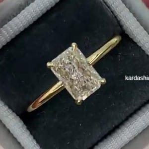 2.5CT Radiant Cut Moissanite Engagement Ring Elongated Radiant Cut Solitaire Ring, 14k Solid Gold Bridal Ring, Anniversary Gift Ring For Her