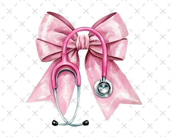 Nurse Bow Png, Nurse Coquette Bow Svg, Pink Nurse Png, Nurse, Valentines Coquette Png, Nurse Ribbon Svg, Stethoscope Coquette Png, Digital