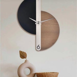Wooden Wall Clock for Living Room Decor, Battery Operated, Silent Non ...