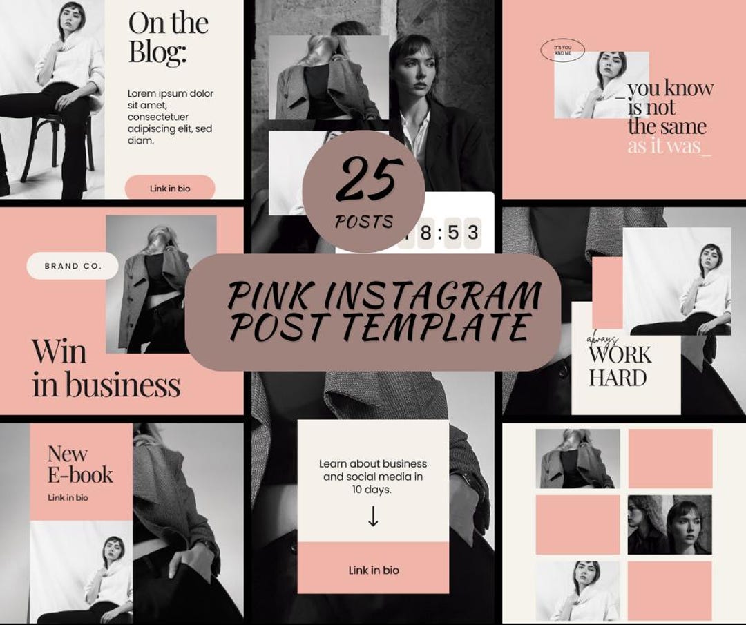 25 Pink Instagram Post Templates - Canva Social Media Pack - Etsy