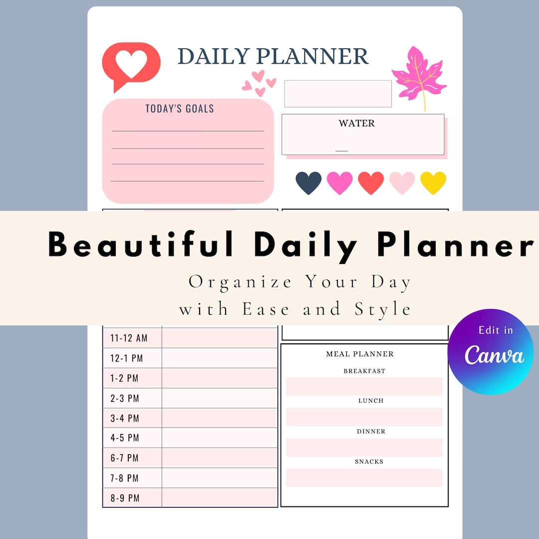 Beautiful Daily Planner - Organize Your Day With Ease and Style - Etsy