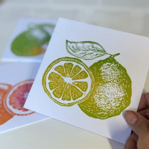 Handgedrukte kaarten - 3 opties - citrusvruchten