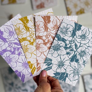 Set mit 4 handbedruckten Postkarten - Helleboris