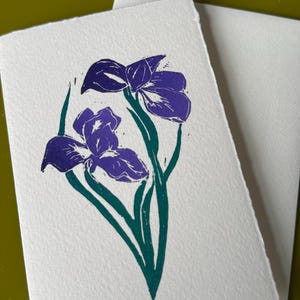 Tarjeta impresa a mano - Mini Iris morado