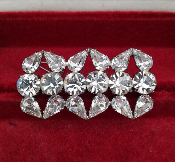 Fabulous Vintage Large Paste Rectangular Brooch W… - image 1