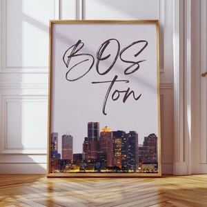 Boston Skyline Wall Art Print | Modern Cityscape Poster | Typography Art with Boston City Skyline | Urban Home Decor | Minimalist Boston Art