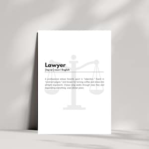Lawyer (noun) - Funny Definition Poster | Printable Wall Art