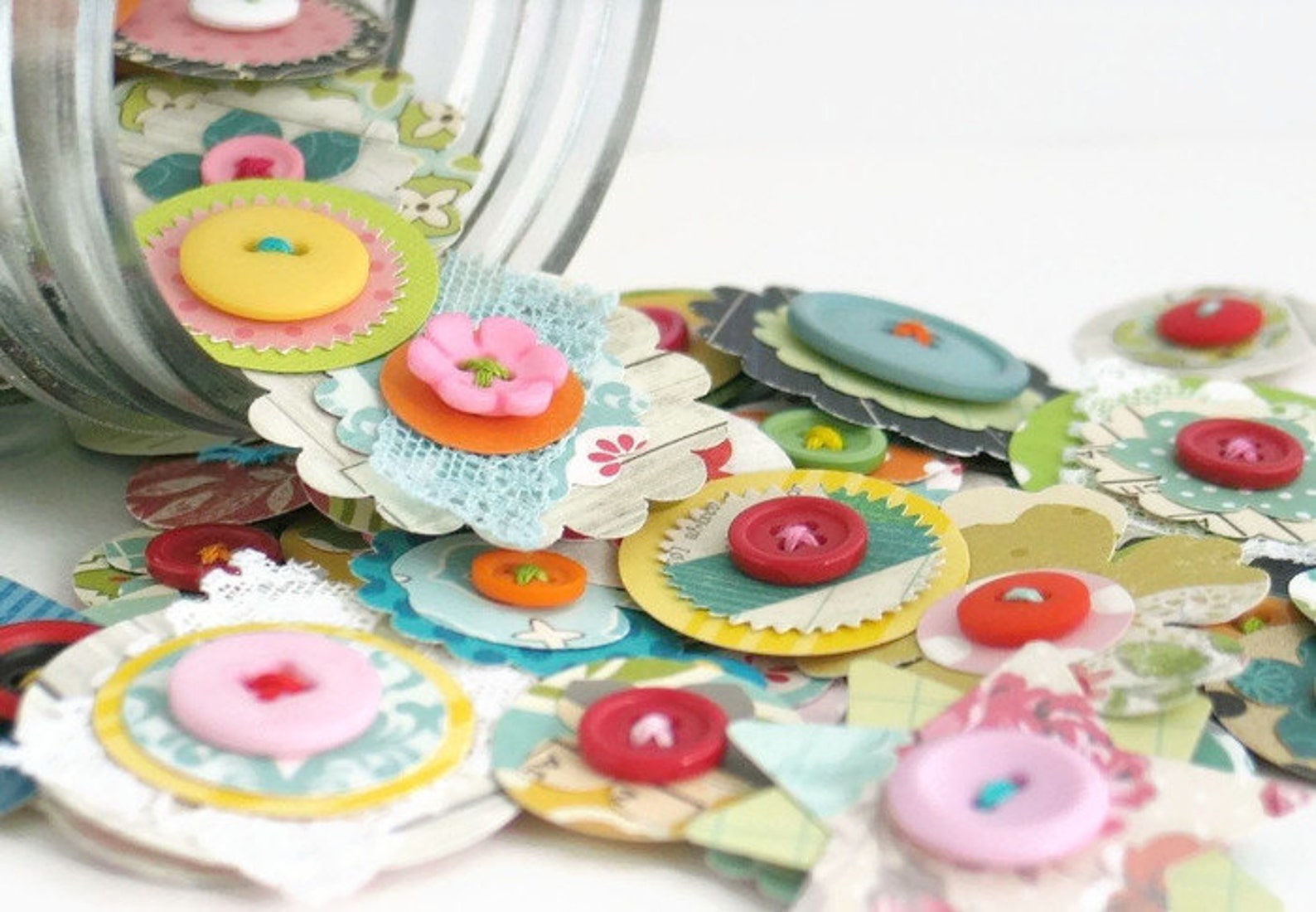 Handmade Paper Flower Embellishments for Scrapbooking Junk Etsy
