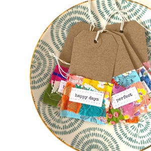 Handmade Fabric Scrap Gift Tags, Journal Embellishments, Scrapbooking Supplies
