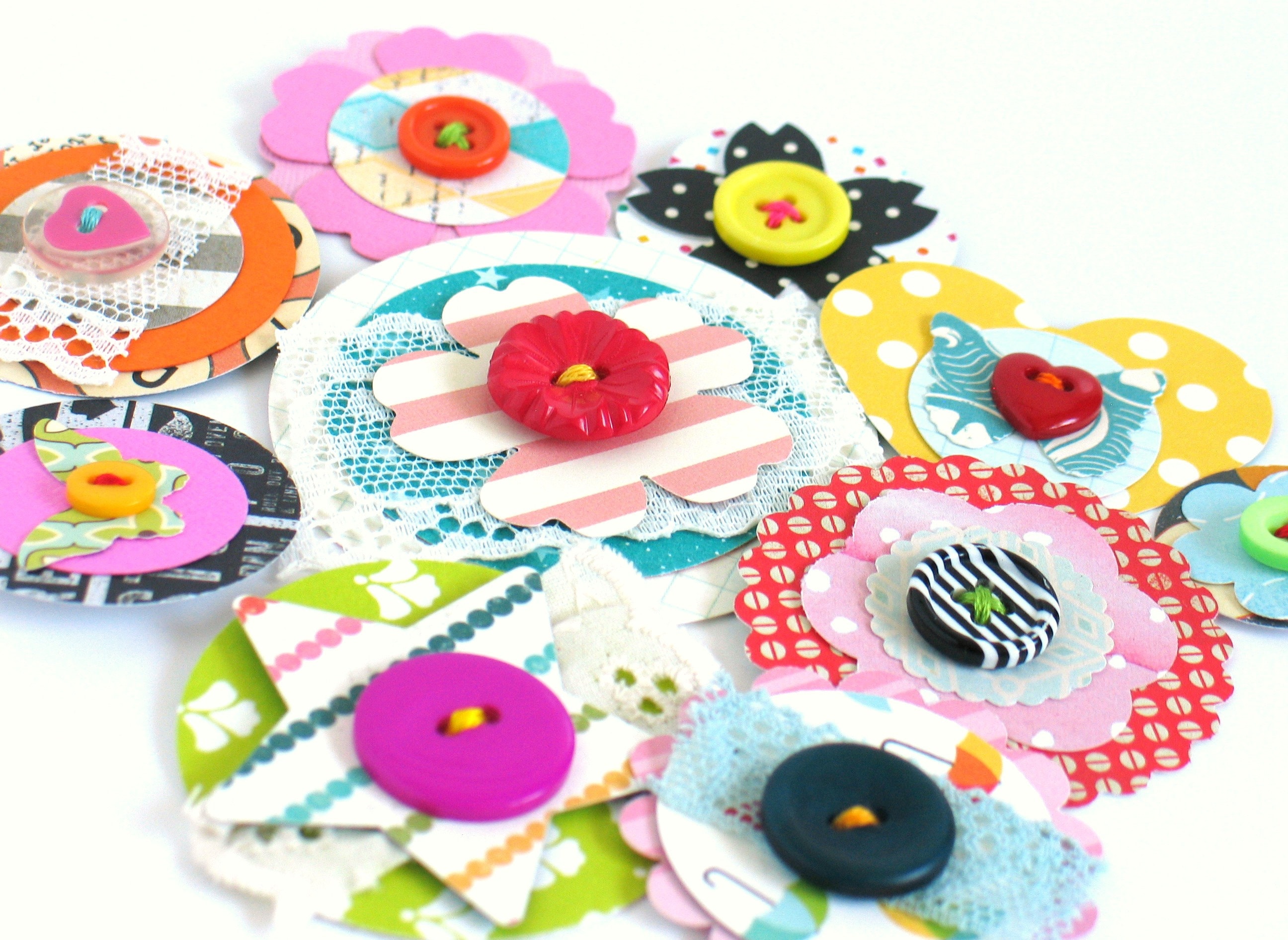 Handmade Paper Flower Embellishments for Scrapbooking Junk Etsy
