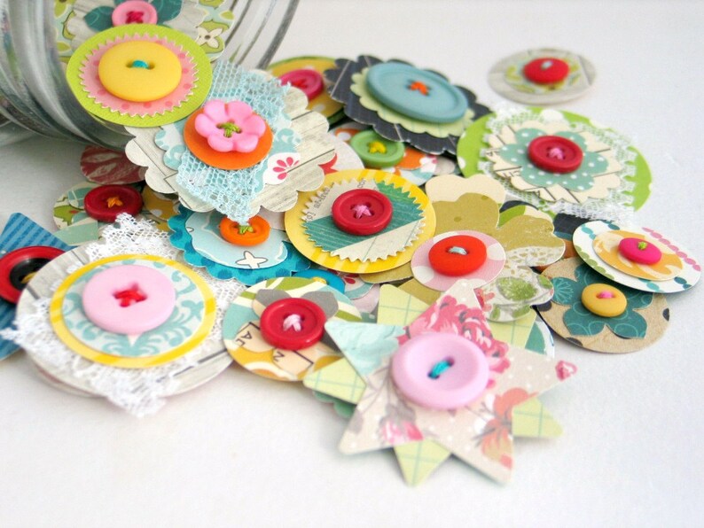Handmade Paper Flower Embellishments for Scrapbooking Junk Etsy