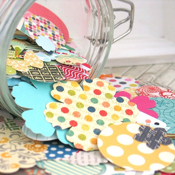 Die cortar papel formas, golpes de papel, Scrapbooking flores, diario, papel de adorno, 50 premezclado formas - venta de separación