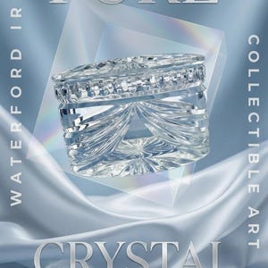 VTG Waterford Crystal Trinket Box Titled Overture with Lid Ireland Signed image 1