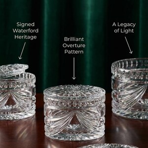VTG Waterford Crystal Trinket Box Titled Overture with Lid Ireland Signed image 2