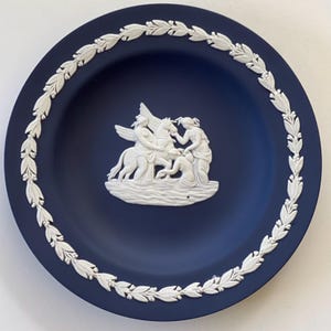 Wedgwood Vintage Pegasus England Muses Pin Dish Tray Portland Blur Jasperware 1970 MINT Condition Signed Original Plate Collectible Gift