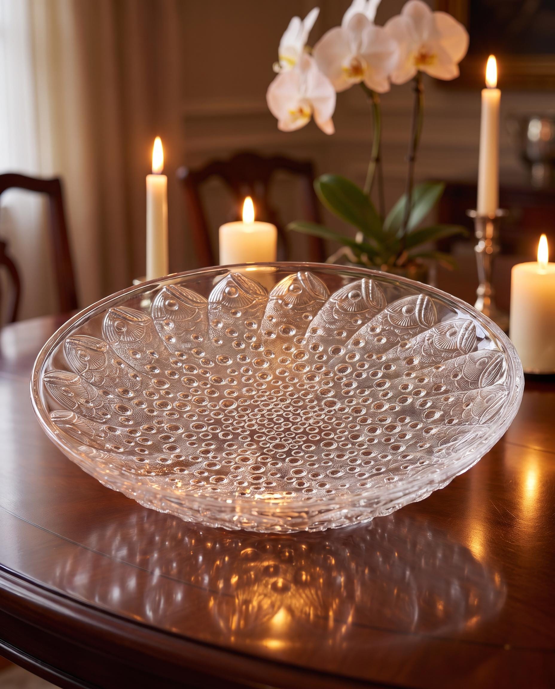 Rene Laliqueの半月型プレート　二枚 Rene Lalique Crystal Glassware - Etsy