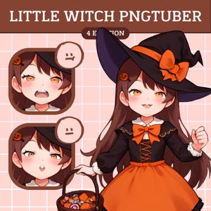 Little Witch PNGTuber Model | Cute Girl PNGTuber Premade Model | VeadoTube Model | PNG Tuber | Vtuber | GIFTuber | Discord | Twitch