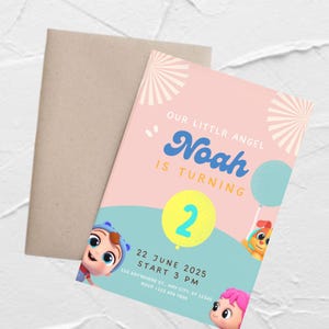Editable Birthday Invitation, Personalized Digital Party Invite for 2nd Birthday | Printable Kids Birthday Card | Instant Download