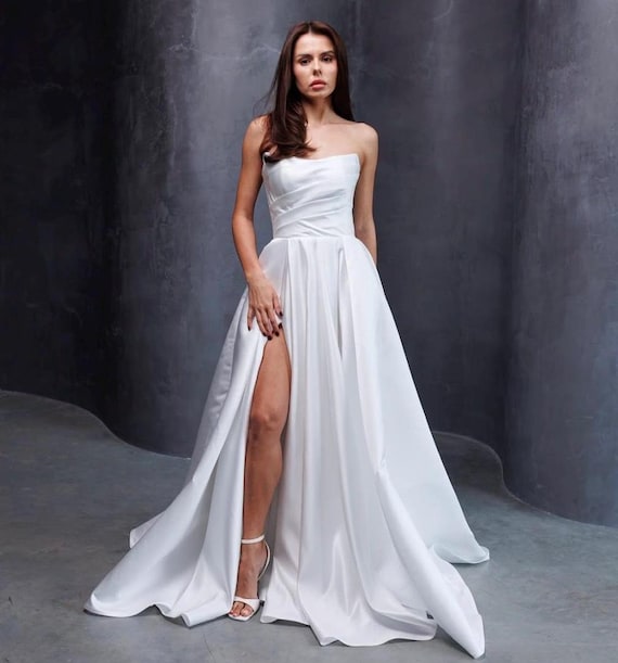 Ivory Winter Wedding Dress, Romantic Engagement Gown