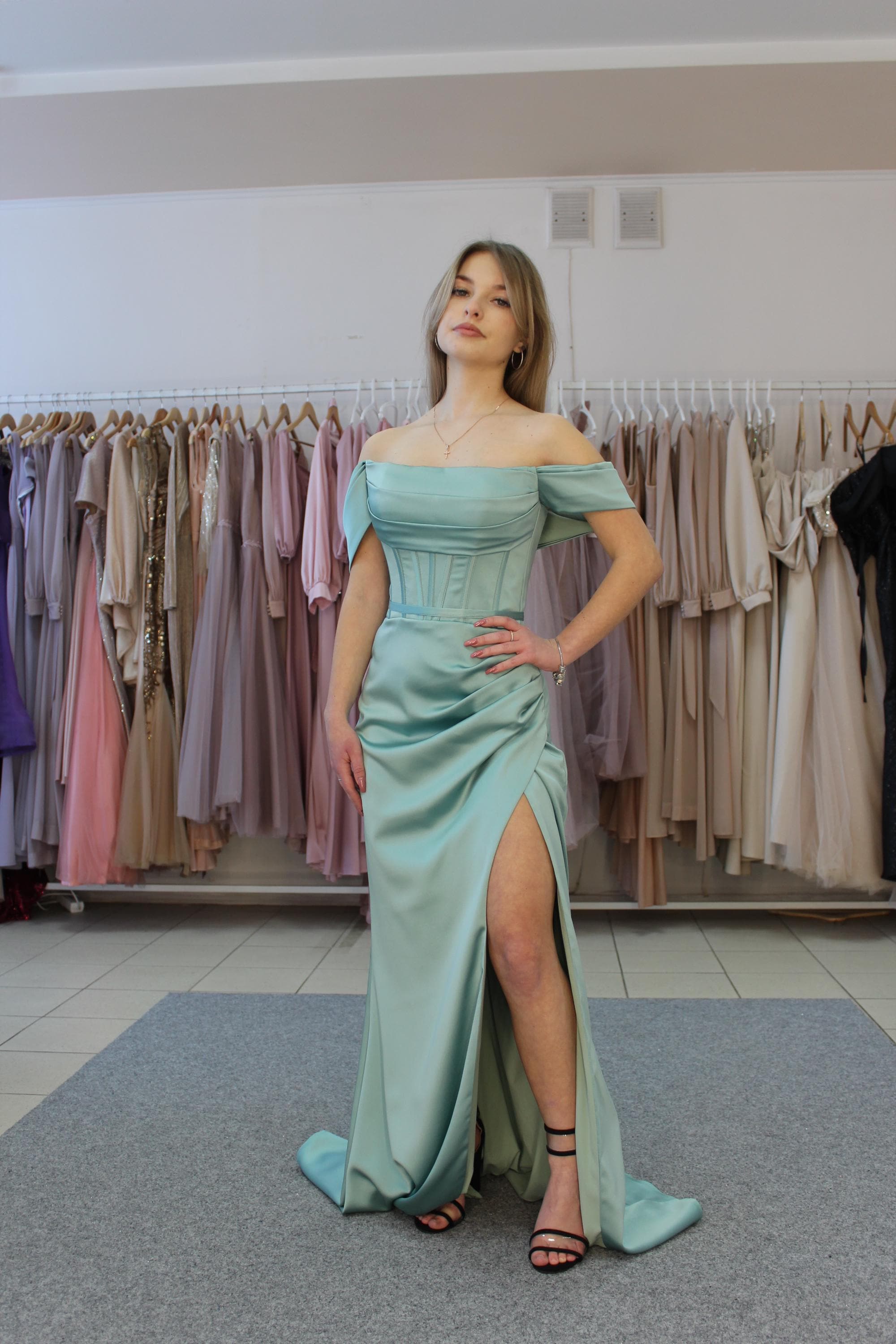 jcpenney purple bridesmaid dresses Fatima Green Crystal Sleeveless Corset Mermaid Maxi Dress main image 1