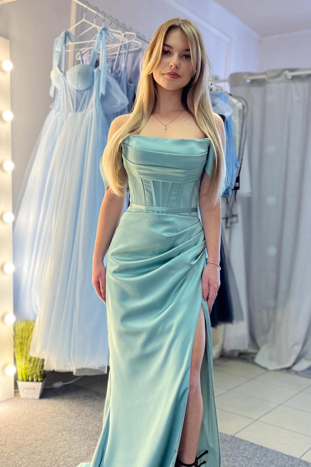 slim fit dress slacks Sage Green Corset Embroidered A-line Long Formal Dress  Dressesforparty